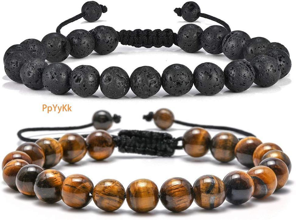 Attract Prosperity Natural Stone Bracelets for Men 8mm Tiger Eye Matte Agate Natural high-quality crystal Gifts for Birthday Anniversary Christmas