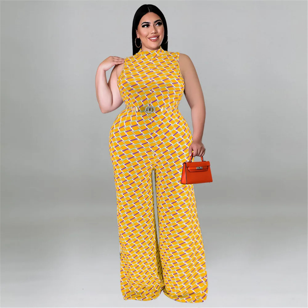 Wmstar Plus Size Women Jumpsuit Summer Clothes Plaid Print with Belt Urban Leisure Shirts Bodysuit Wholesale Drop 250613