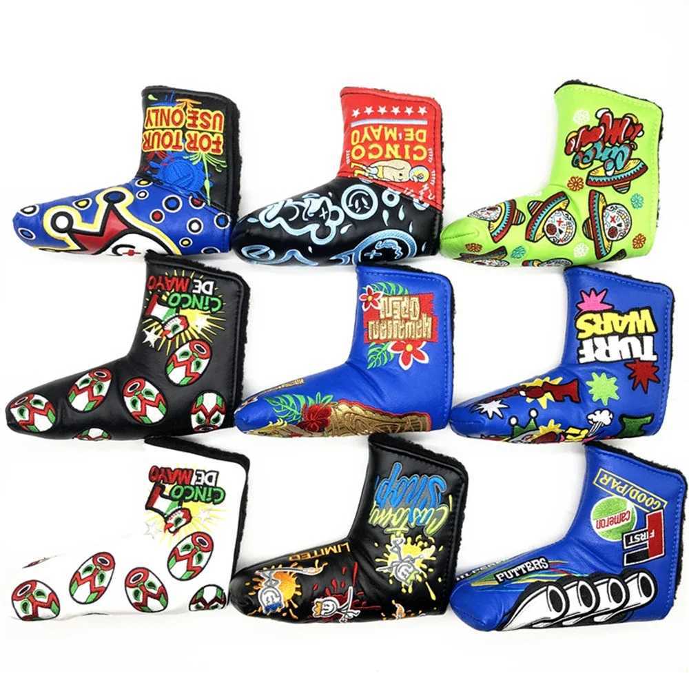 Golf Blade Putter Cover Elegant Embroidery Premium Leather Golf Blade Putter Headcover Putter Head Covers Y250620
