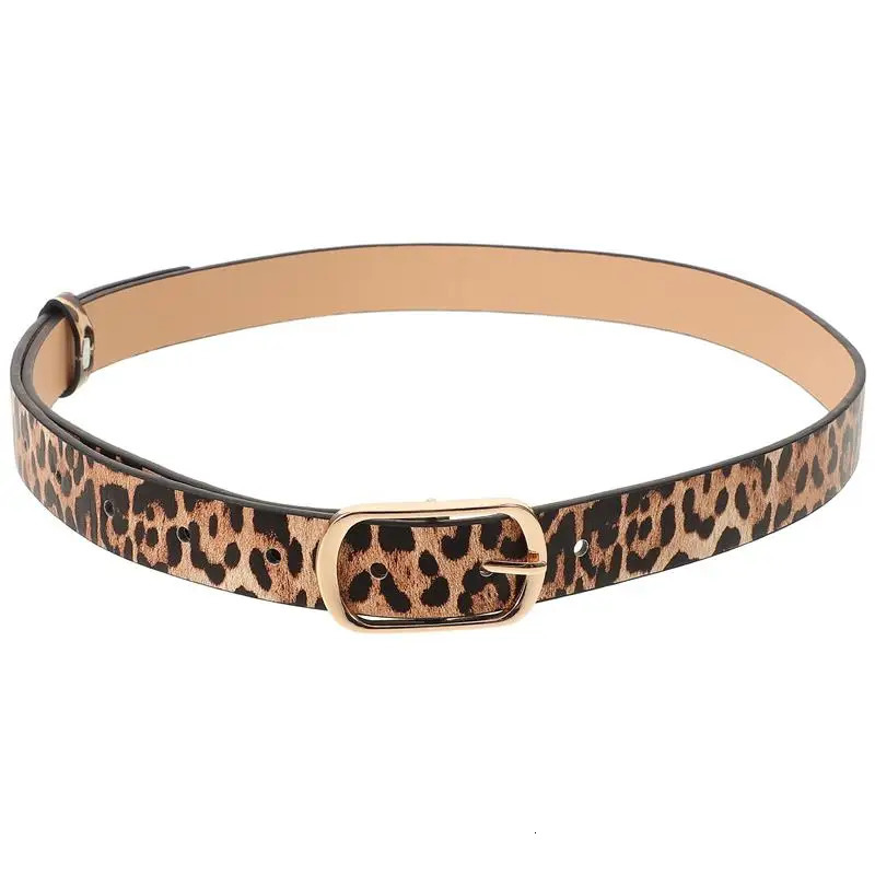 1pc Retro Female Leopard Belt Women Belt Thin Pigskin Waist Belt Metal Buckle Casual Cowgirl Belt 107x3cm 250617