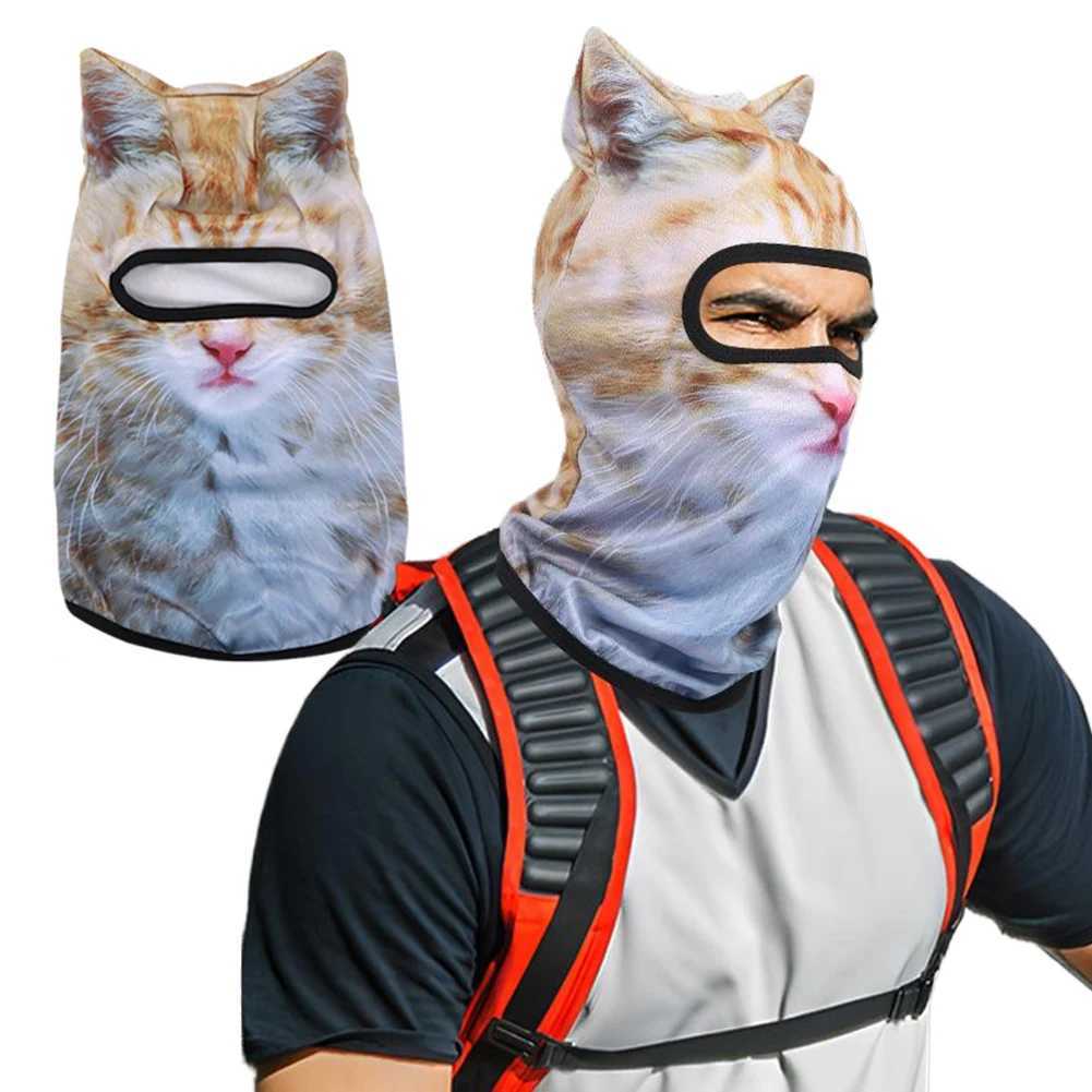 3D Cat Balaclava Motorcycle Head Cover Breathable Ski Snowboard Mask UV Protection Full Face Hood Mask for Music Festivals Raves XJ250620
