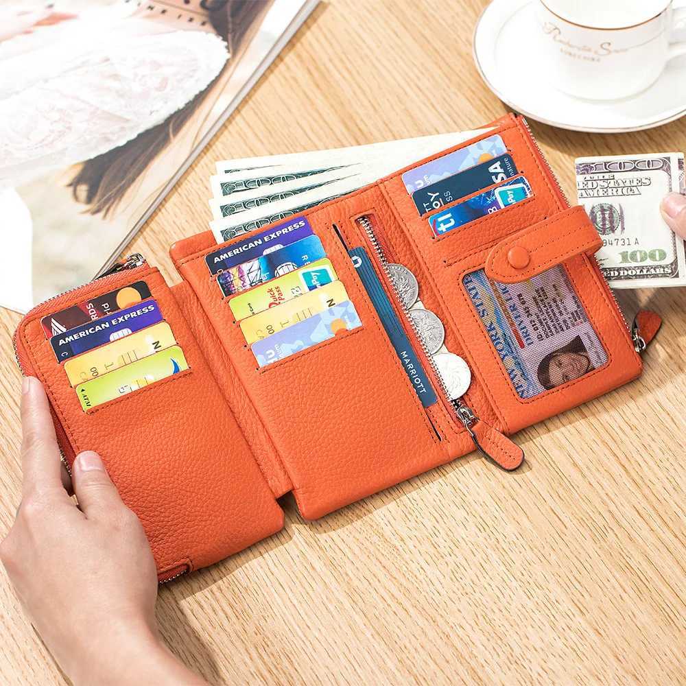 Short Genuine Leather Purses for Women Coins and Cards Soft Real Cow Leather Wallet Ladies Card Holder Clutch Money Bag Z250621