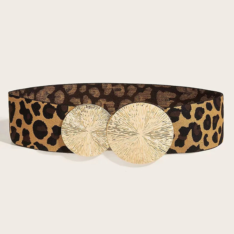 Fashion Elastic Leopard Wide Corset Belt Big Cummrebunds Belts For Women High Quality Waistband Stretch Corsets 250617