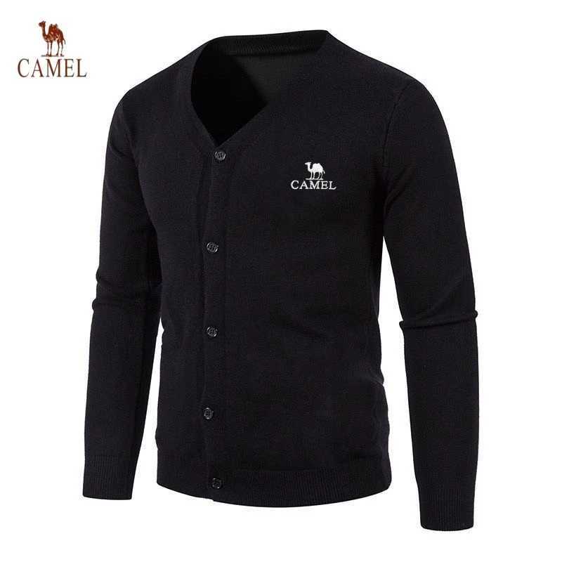 New Mens Embroidered CAMEL Long Sleeved Knitted V-neck Cardigan Autumn and Winter Fashionable Casual Multifunctional Top Z250621