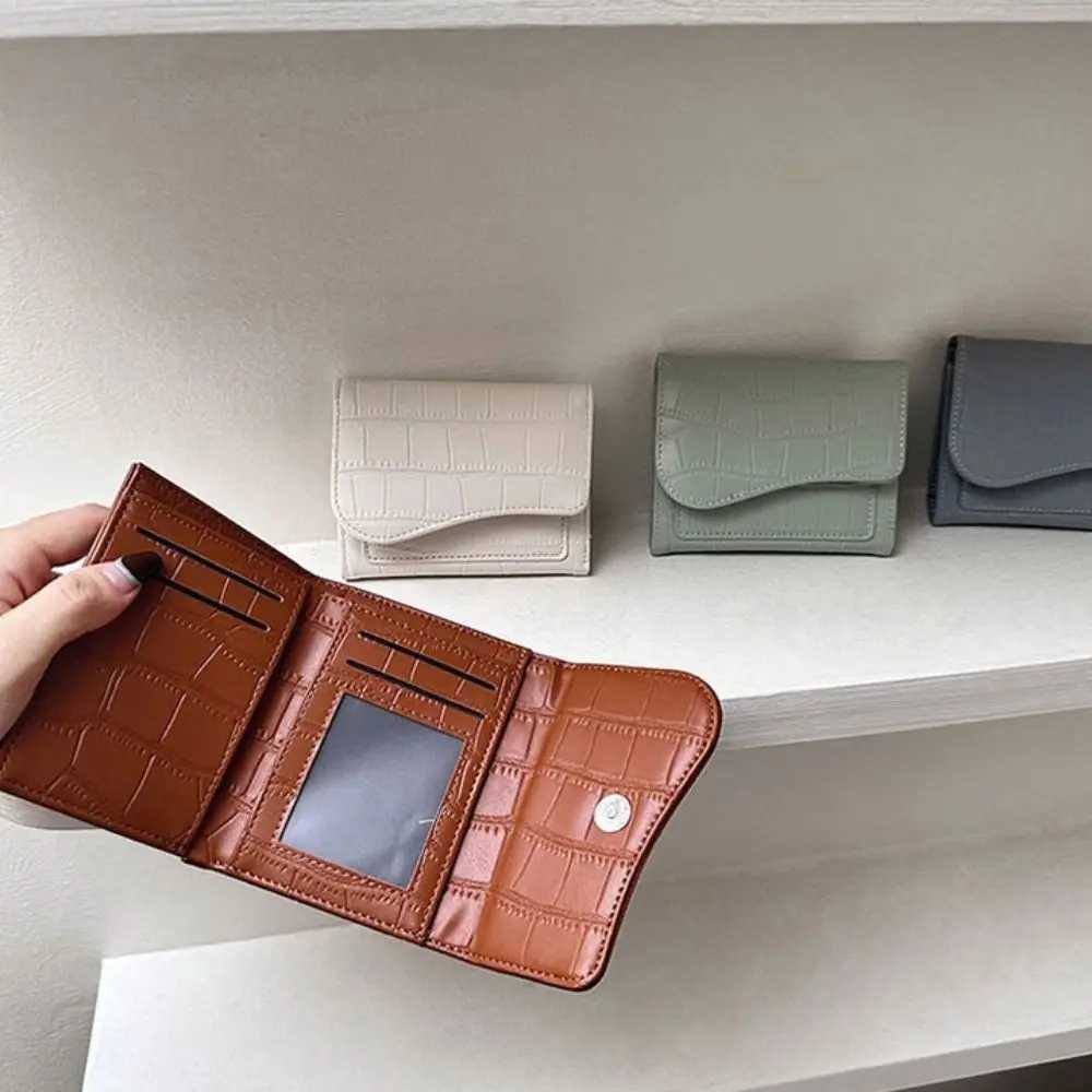 Women Mini Wallet Purse Female Short PU Leather Purse Solid Color Lightweight Fashion Multiple Card Positions for Student Z250621