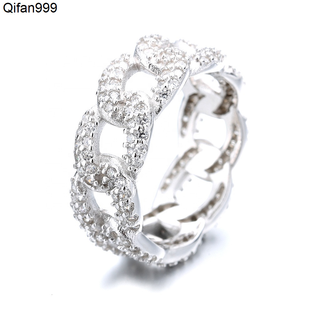 Fine Jewelry Rhodium Plated S925 Silver Big Cuban Ring