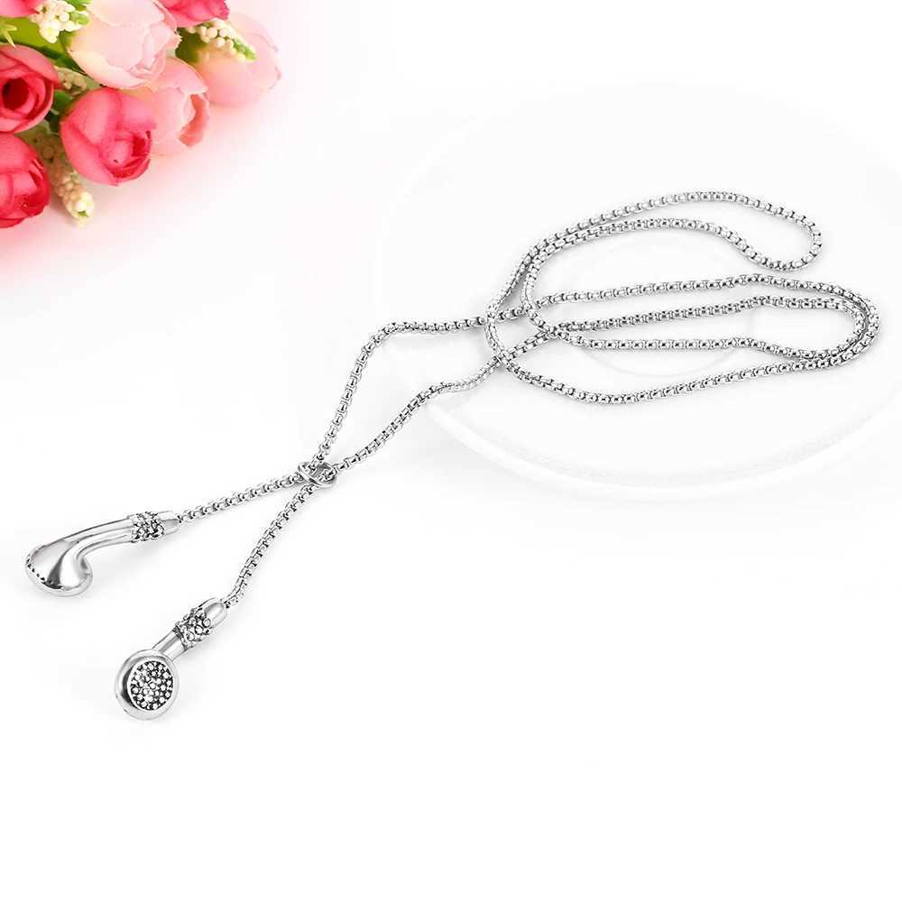 Fashion Necklace Hip-hop Kirsite Music Headphones Earbuds Pendant Metal Men Clothing Accessories Necklace Y250620