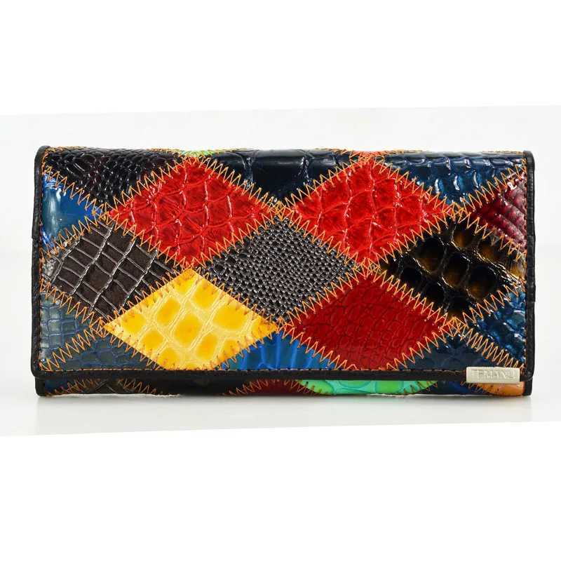 2023 New Fashion Genuine Leather Women Wallet Female Hasp Purse Long Coin Purses Ladies Plaid Wallet Cowhide Long Purse Z250621