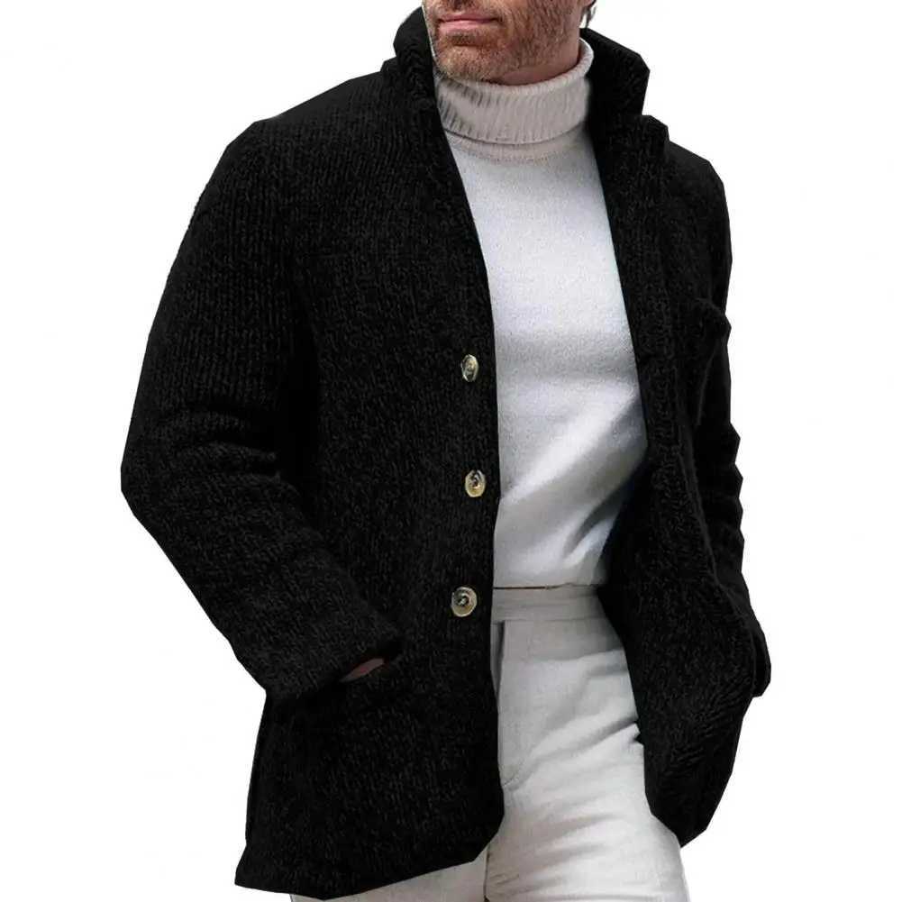 Sweater Long Sleeve Solid Color V Neck Men Cardigan Single Breasted Button Winter Autumn Knitwear Pullover Jackets Z250621