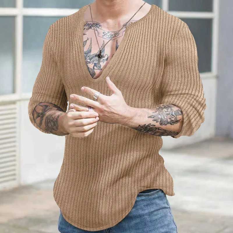 Autumn Winter Mens V-neck Casual Fashion Sweaters Male Long Sleeve Solid Color All-match Knitting Pullovers Gentlemen Jumpers Top Z250621