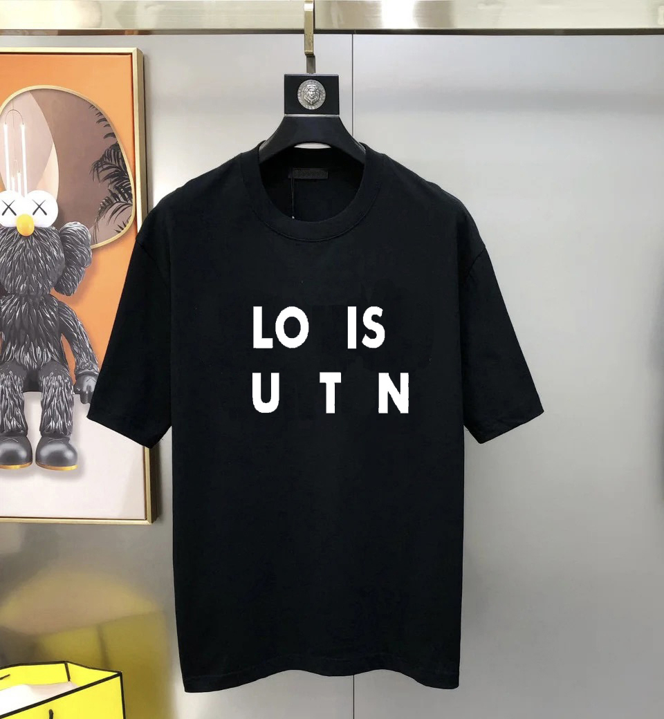Summer new men's and women's T-shirts: Brand designer pure cotton round-neck fashionable men's T-shirts, black and white letter short-sleeved women's casual T-shirts