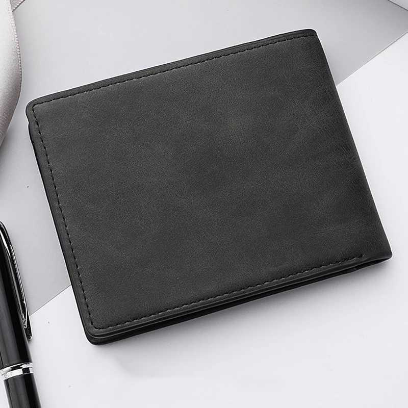 Mens Genuine PU Leather Wallet - Short Vintage Zipper Design with Money Clip Soft Business Wallet for Students Z250621