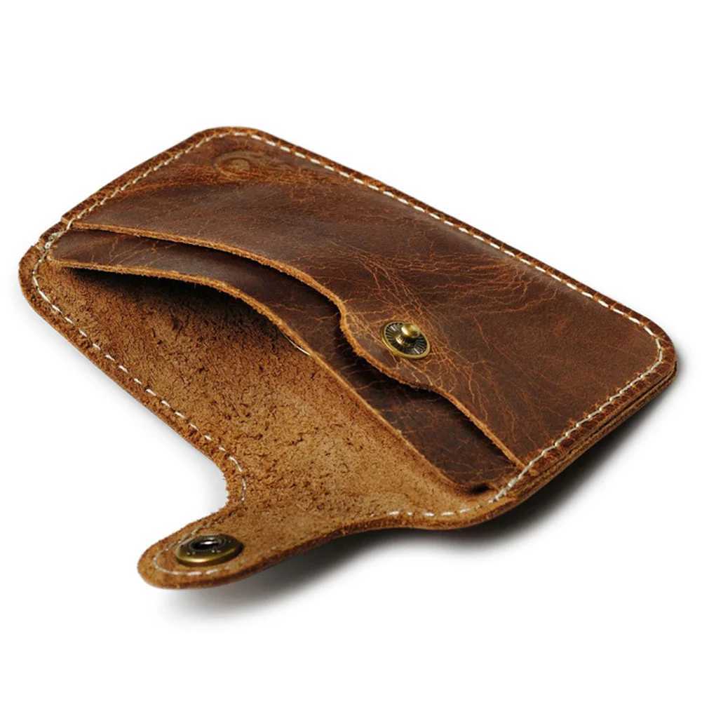 Vintage Leather Business Mini Holder For Men Women Convenient Small Wallet ID Cash Card Case Slim Coin Purse Z250621