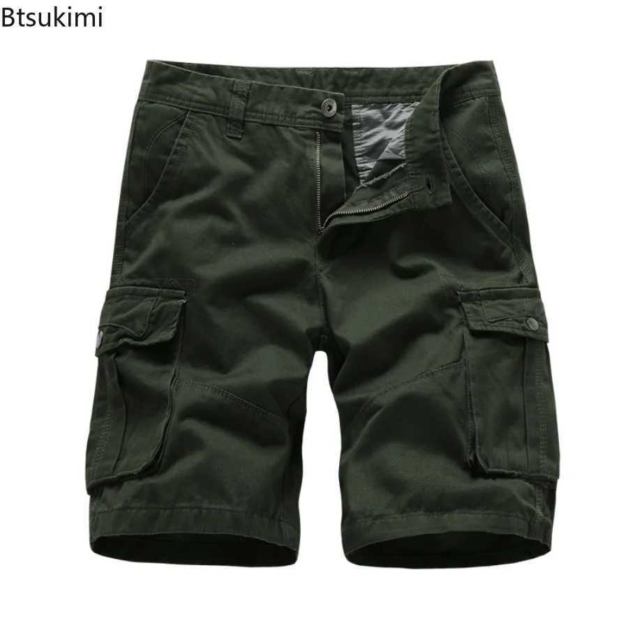 2025 Summer Mens Multi Pockets Cargo Shorts Comfortable 100% Cotton Straight Five Split Pants Male Outdoor Casual Sports Shorts W250621