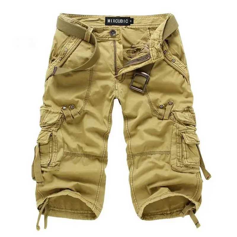 Calf-length Solid Color Multi-pocket Men Shorts for Men Mens Clothing Shorts for Men Summer Cargo Shorts W250621