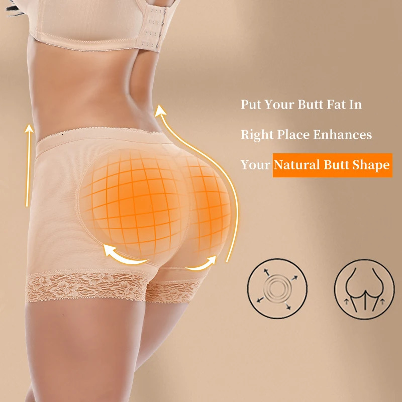 Women Butt Lifter Padded Lace Panties Mid Waist Hip Enhancer Pads Shorts Underwear Tummy Control short Body Shaper 250617