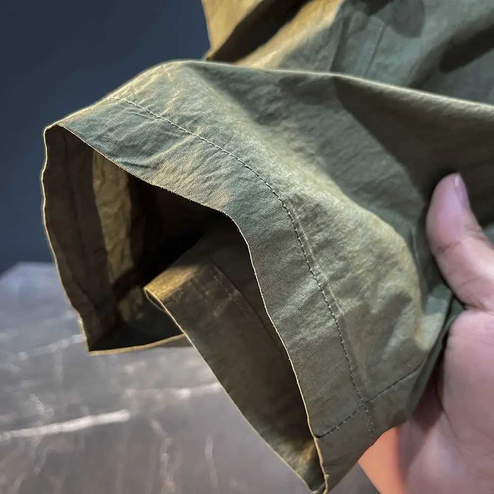 Mens Bermuda Cargo Shorts Solid Elastic Waist Quickly Do with Draw String Male Short Pants Distressed New in 2025 Fashion Shorts W250621