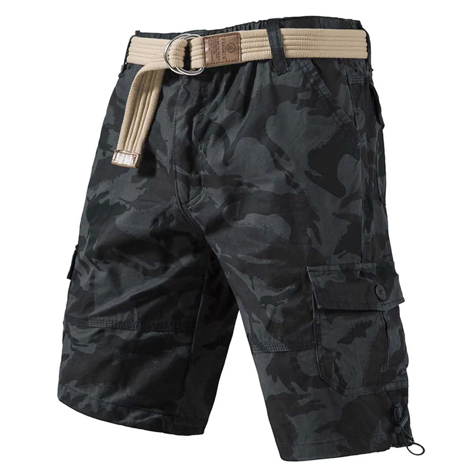 Camo Shorts Men Camouflage Cargo Shorts Tactical Straight Bermuda Shorts Pants Male Outdoor Hiking Fishing Shorts Plus Size 4XL W250621