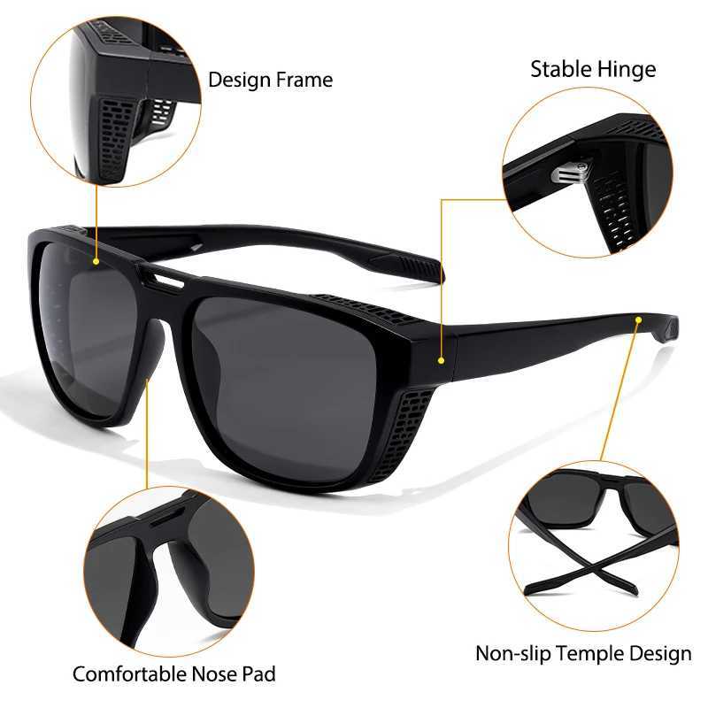 CATERSIDE Punk Sports Men Polarized Sunglasses Large Round Frame Vintage Womens Sunglasses Cycling Fishing Driving UV400 W250621