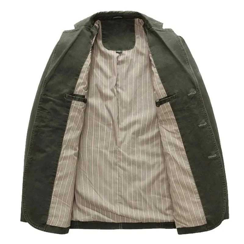 Spring And Autumn New Business Casual Slim Pure Color Jacket Cotton Denim Jacket High Quality Large Size Suit Jacket M-5XL XJ250621