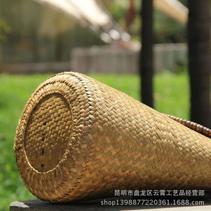 Vintage Handbag Rattan Straw Bucket Bag