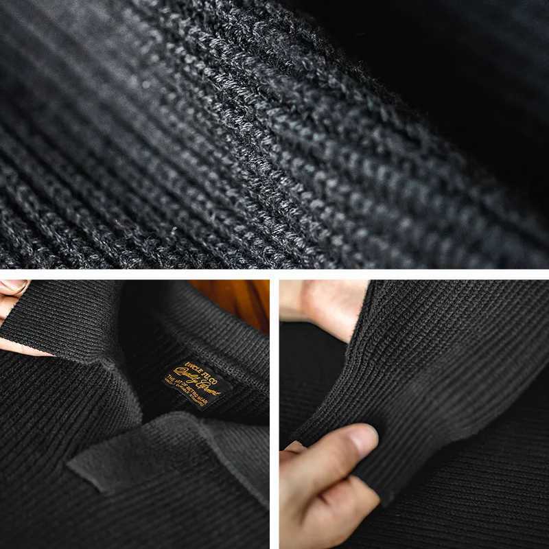 Maden Retro Neck Knit Vertical Woven Shirt Lazy Pullover Sweater Mens Autumn and Winter Lapel Soft Warm Z250621