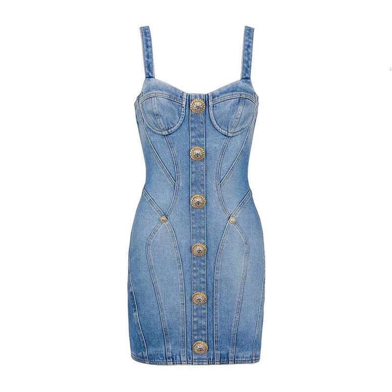 Long Dress Bajia Fashion Qi Wei Celebrity Style Personality Strapless Denim Dress Short Skirt Sexy Long Skirt