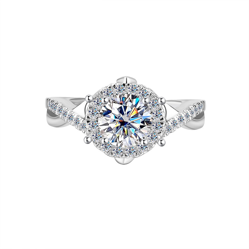 Choucong Brand New 1ct Round Cut White Lab Moissnite Diamond Luxury Jewelry 925 Sterling Silver Party Women Wedding Crown Princess Ring For Lover Gift