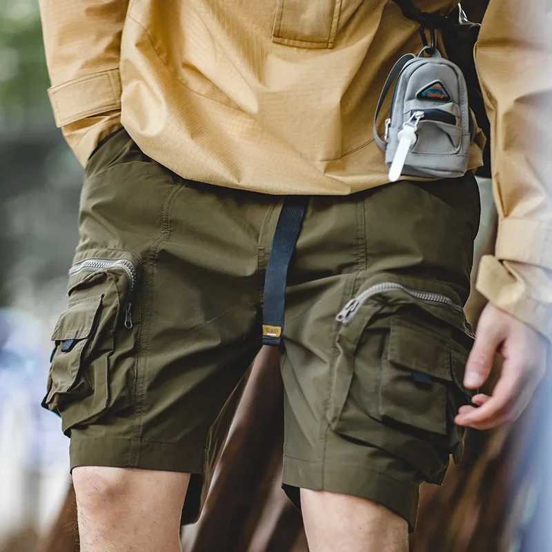 Maden Outdoor Lightweight Mens Summer Tactical Shorts Multi-Pocket Adjustable Waist Cargo Shorts Green Hiking Casual Bottoms W250621