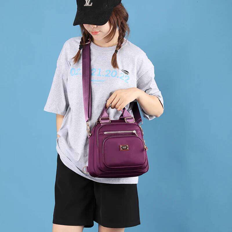 Fashion Multi-Pocket Design Women Daypack High Quality Durable Nylon Female Shoulder Bag Casual Girls Small Shopping Backpack