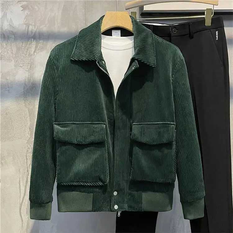 Solid Color Corduroy Cotton Jacket for Mens New Style Stylish and Thick Slim Fit Jacket Light Mature Style Casual Top for Men XJ250621