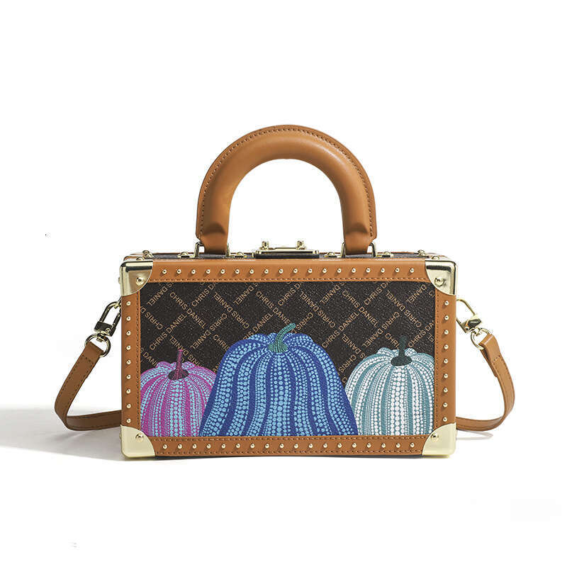 luxury bag Leather box women's bag with niche design hand-held single shoulder diagonal cross bag printed fashionable