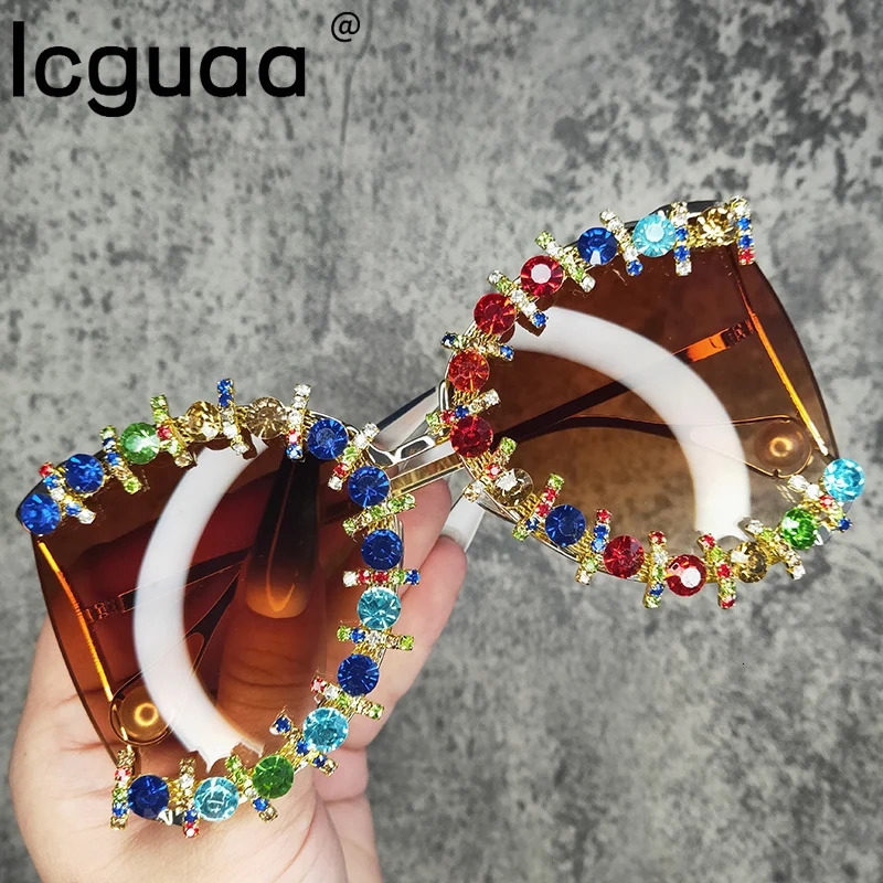Alloy Oversized Cooling Pearl Sun Glasse UV400 Flower Crystal Hip Hop Steampunk Queen Sunglasses 250617