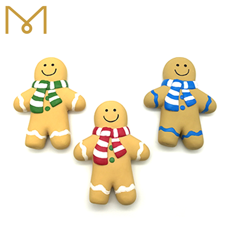 Latex Gingerbread Man Dog Toy Squeaky Chewing Christmas Themed Playing Toys