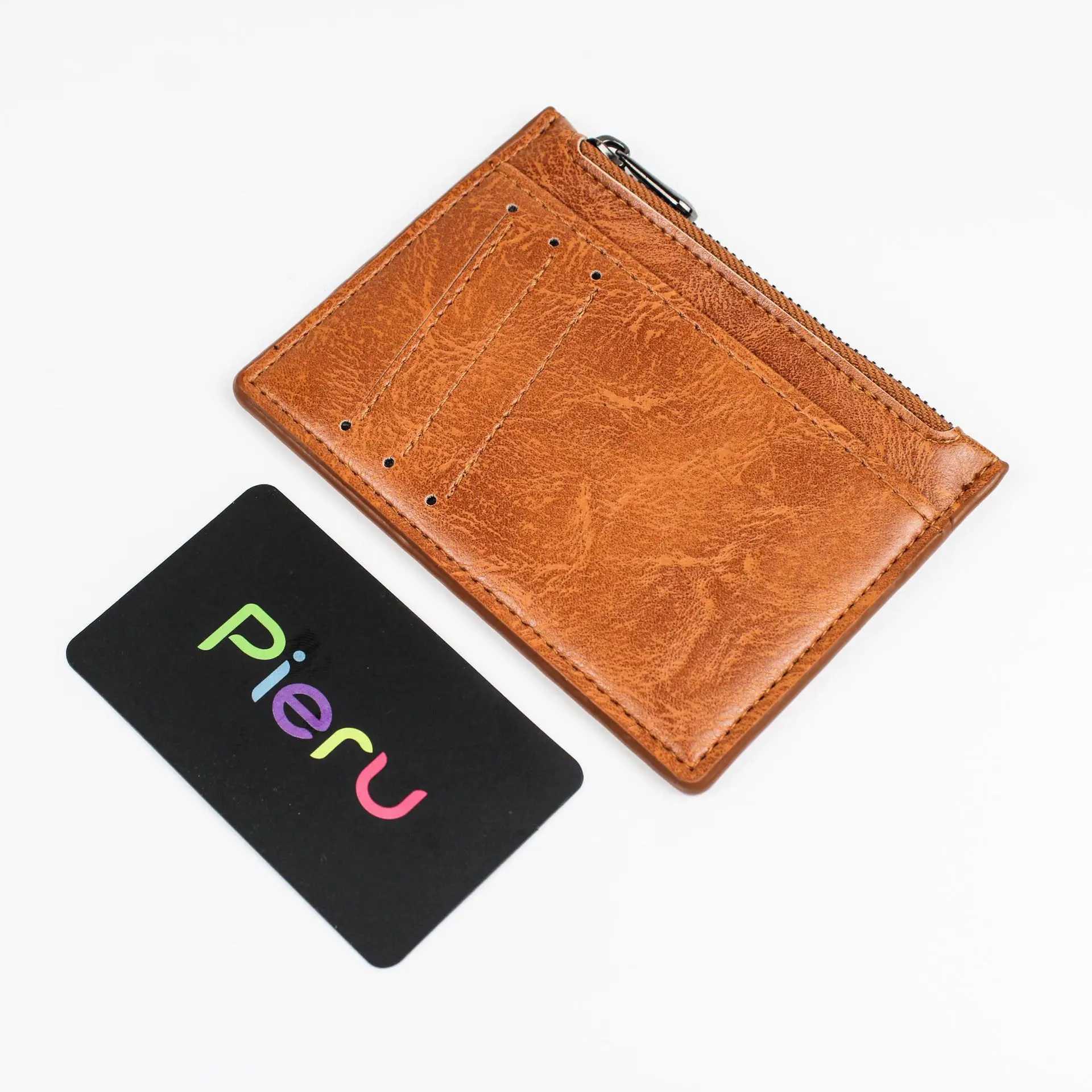 Zipper Solid Pu Leather Men Wallet Card Bank Credit ID Holder Box Multi Slot Slim Card Case Wallet Women Men Business Card Cover Z250621