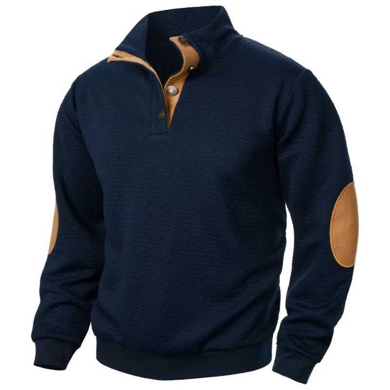 New Mens Casual Sweatshirt Casual Long Sleeve Stand Collar Button Pullover Sweatshirts Autumn Outdoor Streetwear for Men Z250621