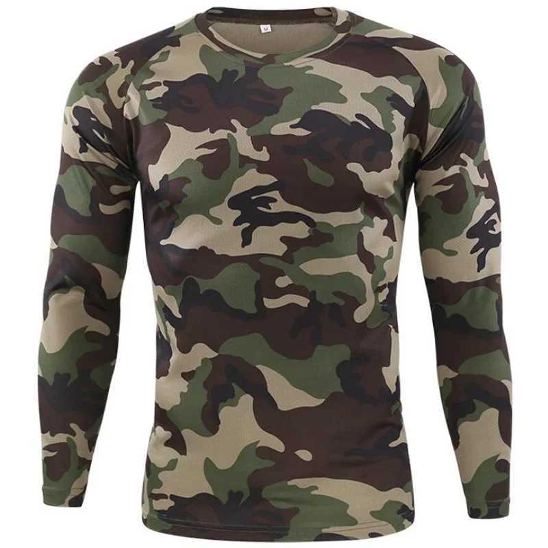 Men Camouflage T-shirt Summer Outdoor Quick Drying Breathable Hiking Fishing Camping T-Shirts Military Tactical Long Sleeve Tops XJ250621