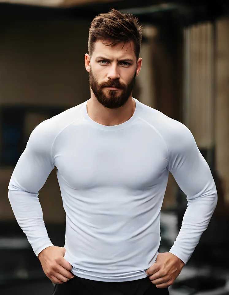 Mens Long Sleeve Rashguard UPF 50 Sun Protection Surf Shirt Quick Dry Breathable Swimming Tight T-shirt Summer 2025 Gym Clothes XJ250621