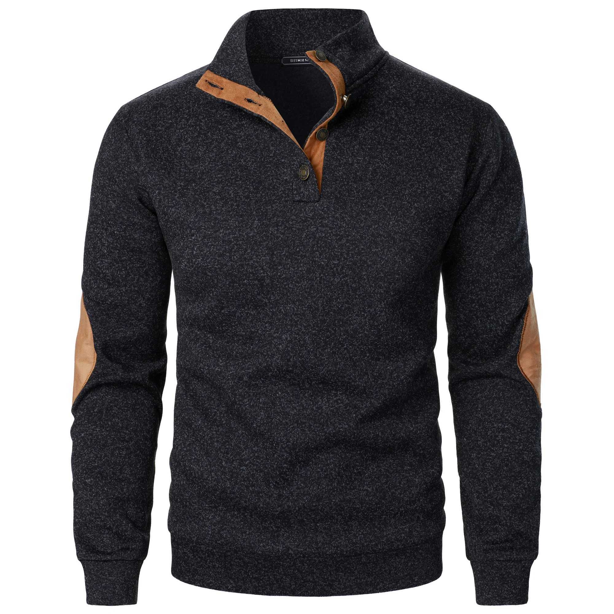 Autumn and winter mens stand collar long sleeve casual knitted sweater top Z250621