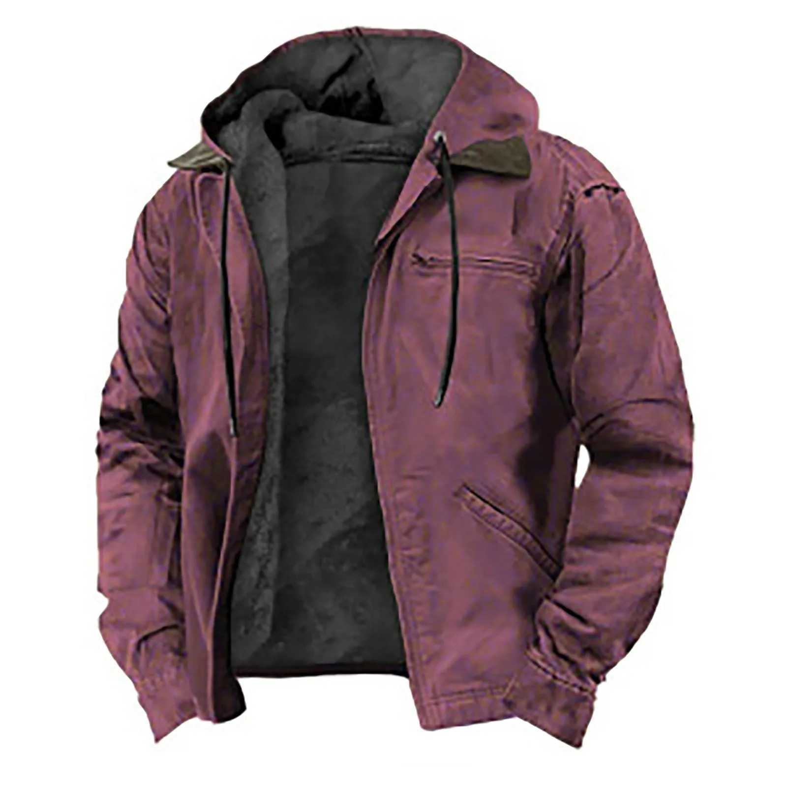 Winter Jacket Men Plus Size Multicolor Solid Color Vintage Oversize Canvas Hooded Jacket Outerwear mens winter jacket XJ250621
