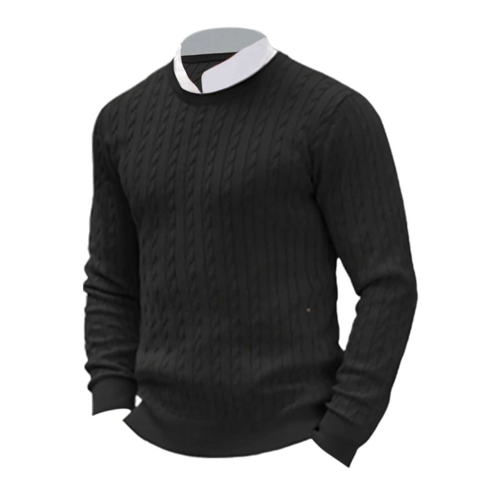 2024 Autumn Winter New Oversized Business Cable Knit Sweaters Men Office Long Sleeve Knitted Casual Warm Vintage Pullover Tops Z250621