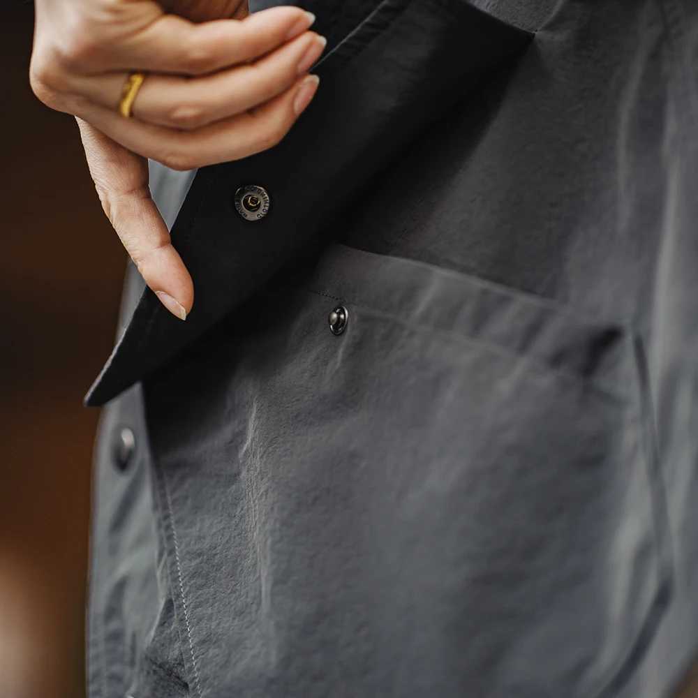 Maden Spring and Autumn Casual 4-Pocket Work Jacket for Men Standing Collar Waterproof Cargo Jacket Dark Gray Coats Male Tops XJ250621