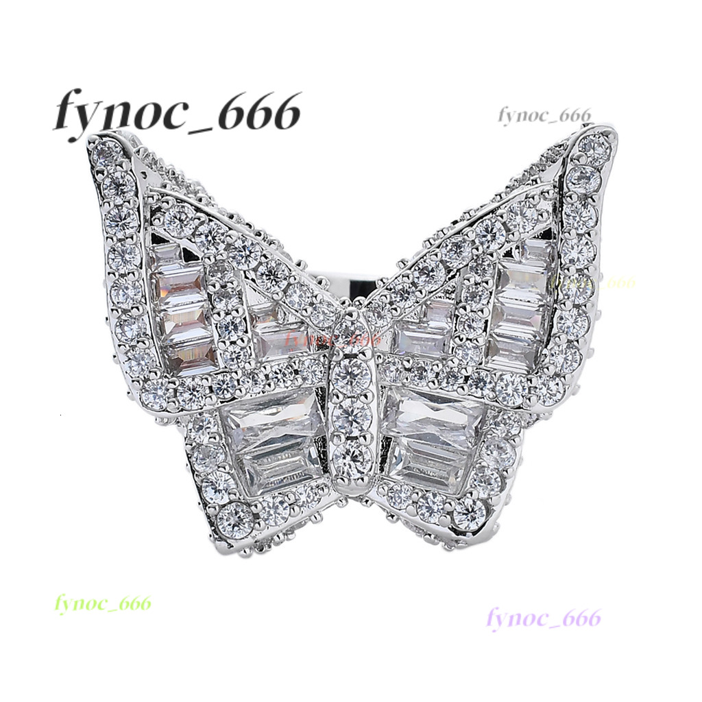 New Design Custom 925 Silver Vvs Mossiinate Butterfly Ring Pass Diamond Test Iced Out Emerald Cut Diamond Hip Hop Rings