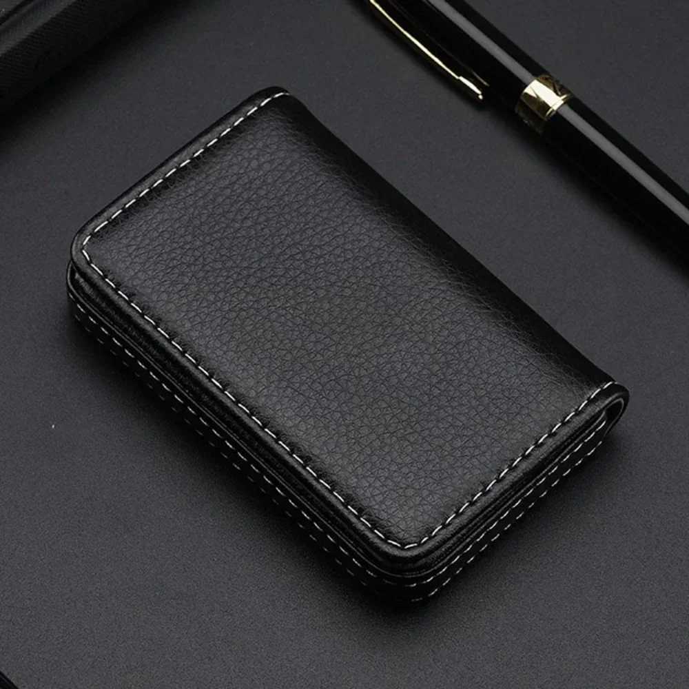 Sized Stitched PU Leather Credit High Quality Card Holder Visiting Business Card Case Wallet with Magnetic Closure for Men Women Z250621