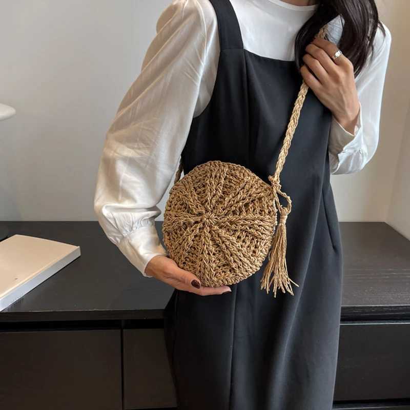 Round Multi Style Straw Bag Handbags Women Summer Rattan Bag Handmade Woven Beach Circle Bohemia Handbag New Fashion XJ250620