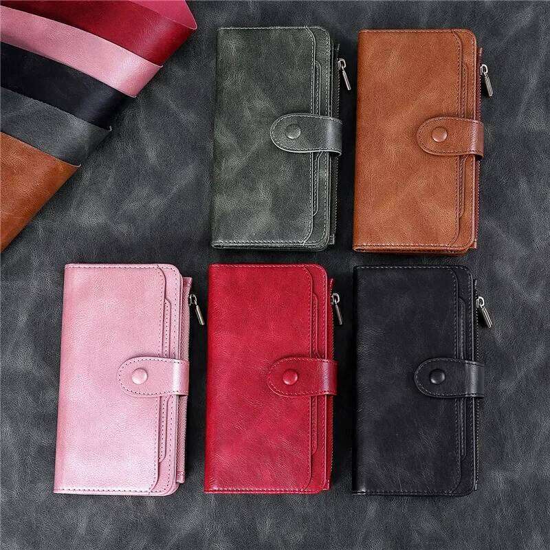Detachable Magnetic Flip Leather Case for iPhone X XS XR 11 12 13 14 15 16 Pro Max 16E SE 2022 8 7 Plus Zipper Wallet Card Cover
