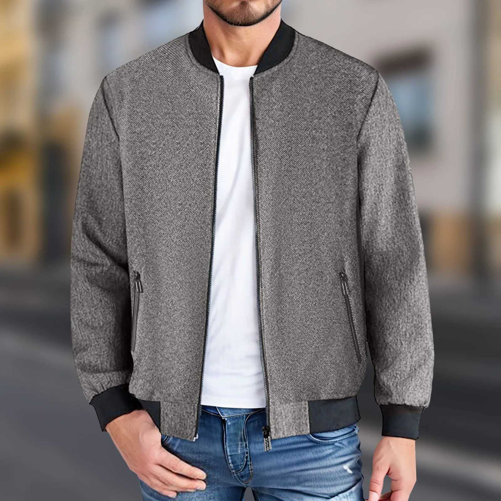 MenS Outdoor Workwear Jacket MenS Regular Fit Jacket Casual Zipper Placket Washed Long Sleeve Jean Trucker Jacket Windbreaker XJ250621