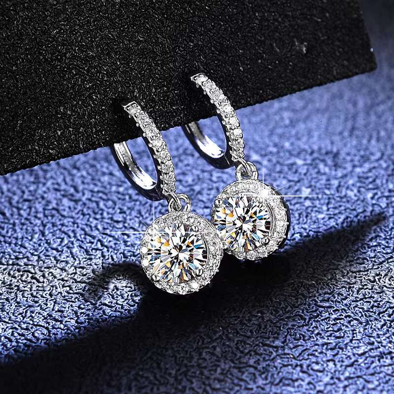 Moissanite Earrings S925 Silver LAB Diamond Earrings for Female Classic Square Earrings Quality D Color