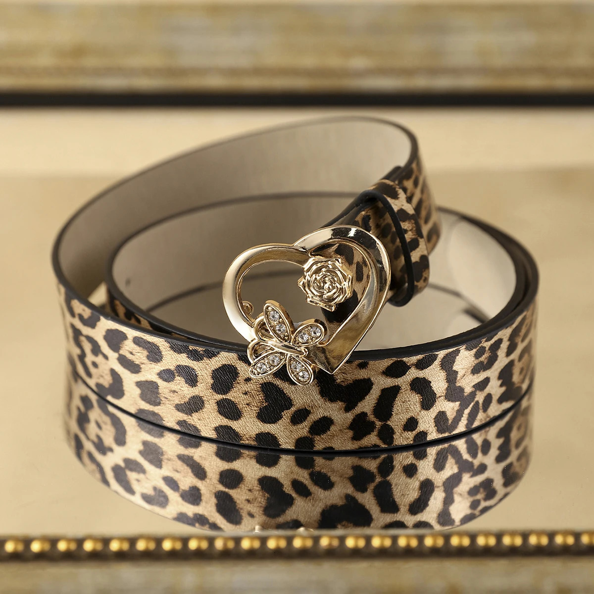 1 Leopard Print PU Womens Belt Bohemian Style Belt Love Metal Buckle Fashion Party Wear Date Essentials 250617