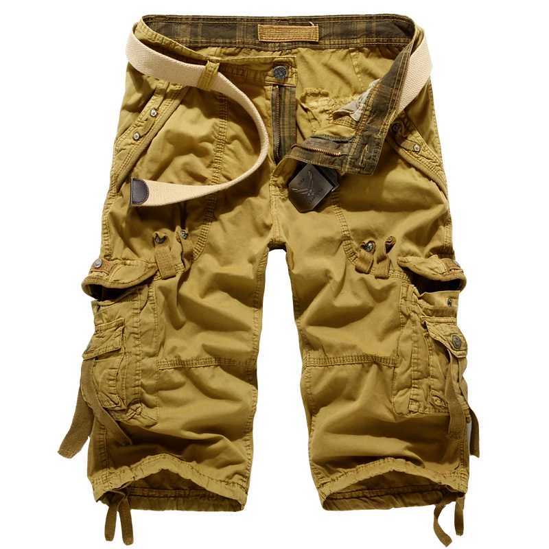 2025 Summer New High Quality Cargo Shorts Men Casual Workout Military Mens Shorts Multi Pocket Knee Length Short Pants W250621
